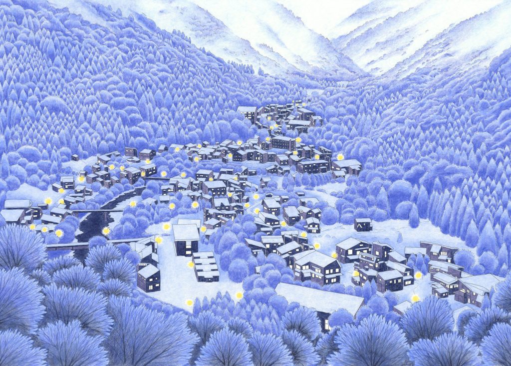 檜枝岐村、雪と灯り